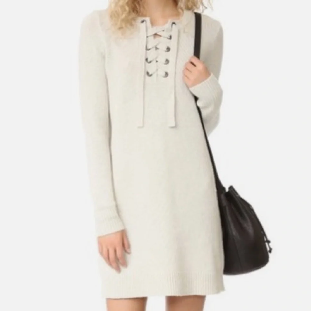 MADEWELL 100% MERINO WOOL Lace-Up Sweater-Dress Size Small Minimalist Chic - Picture 1 of 11